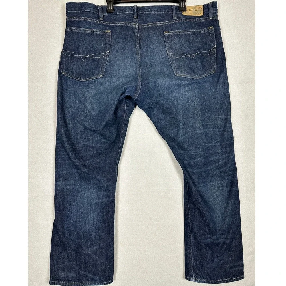 Polo Ralph Lauren Hampton Jeans Mens 42X30 Relaxed Straight Leg Distressed Denim